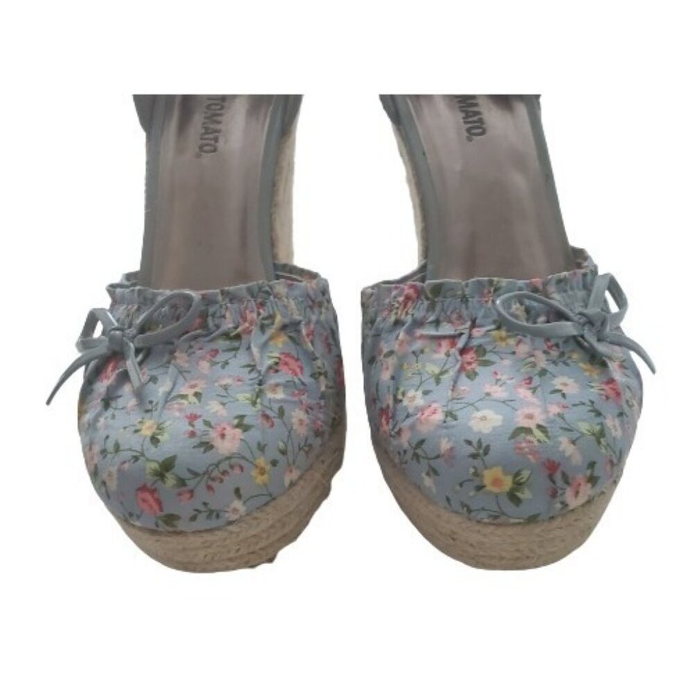 Hot Tomato Women's Daisy Calico Floral Lolita Bow Platform Wedge Sandals Size 8M - Picture 4 of 12